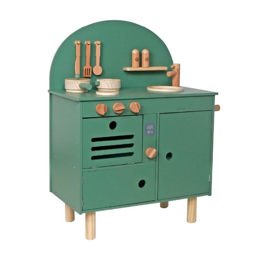 مطبخ أطفال خشبي متكامل – لون أخضر